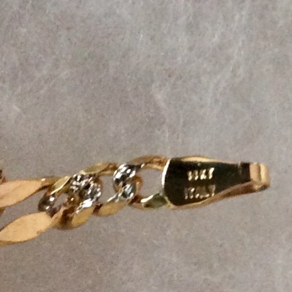 Two-Toned 14K Gold Ankle Bracelet 9" - Picture 14 of 16